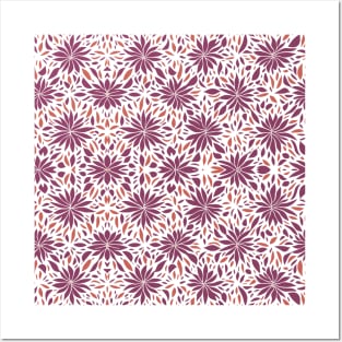 Seamless floral pattern with flowers and leaves Posters and Art